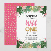 Rapariga Rosa Safari Solitária Primeiro Aniversári