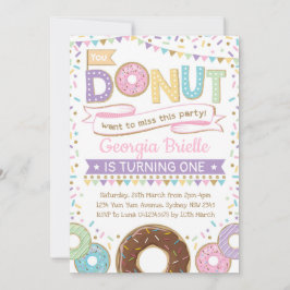 Convites Rapariga Rosquinha Invitation Doughnut Birthday Sp