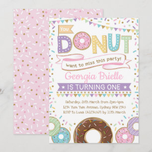 Convites Rapariga Rosquinha Invitation Doughnut Birthday Sp