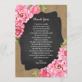 Convites Rapariga Russa Rosa Floral Bebê Obrigado Nota