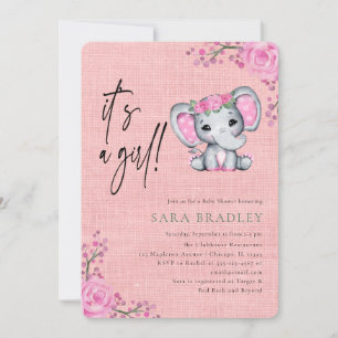 Convites Rapariga Rustic burlap elefeller chá de fraldas de