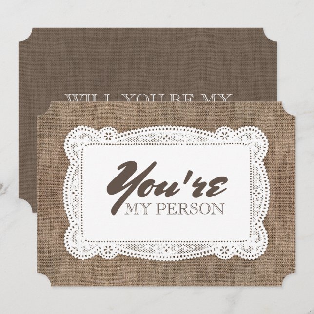 Convites Rapariga Rústica/Proposta Madrinha de casamento (Frente/Verso)