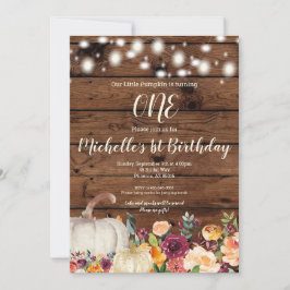 Convites Rapariga Rústica Pumpkin Burgundy Dourada Primeiro
