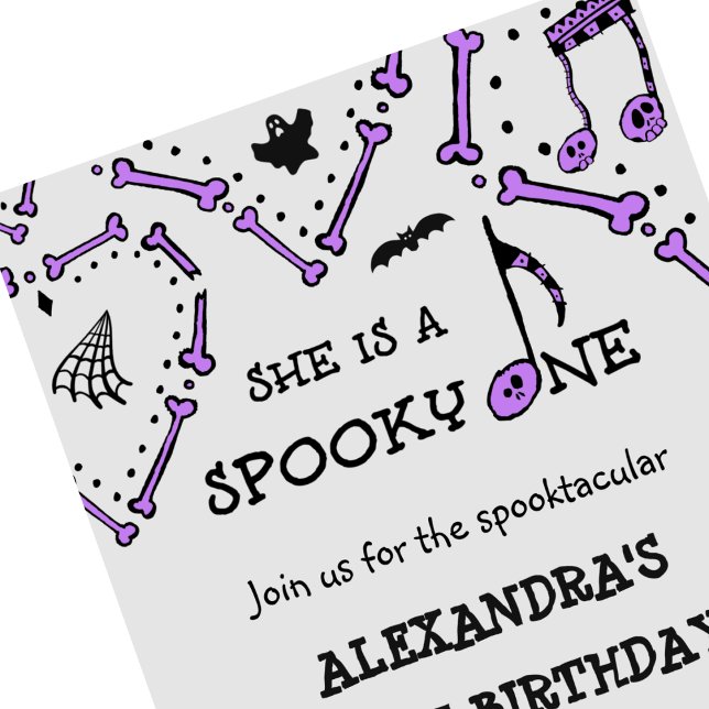 Convites Rapariga Skull Spooky, um primeiro aniversario do  (Halloween-1st-birthday-Invitation-Girl-Skull-Spooky-one-1)
