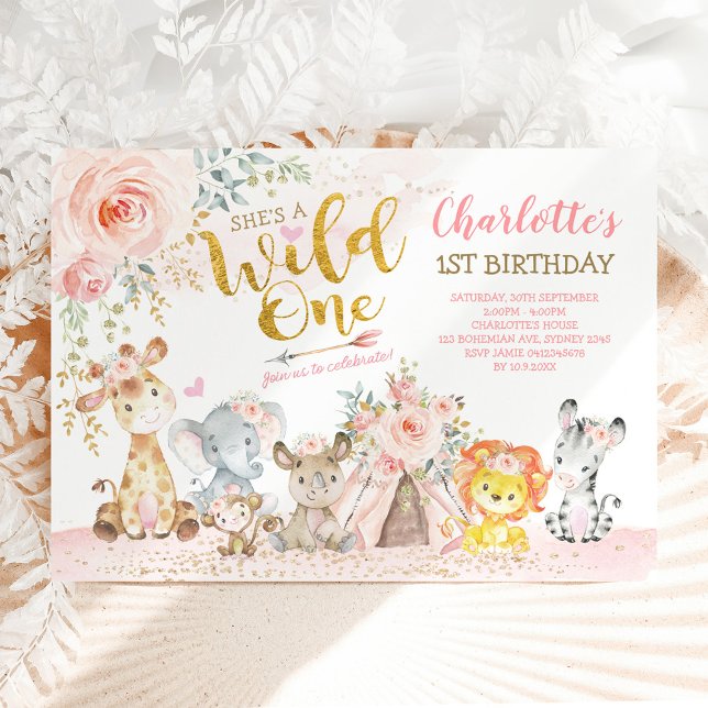 Convites Rapariga Tribal Selva Animais Selvagens Um primeir (Criador carregado)