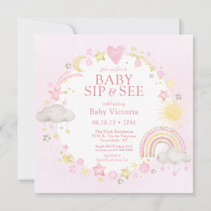 Convites Rapariga Watercolor Rainbow Baby Sip E Veja