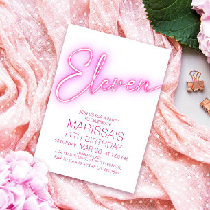 Convites Raparigas 11 Neon Teen Birthday