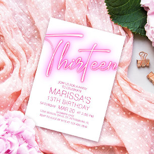 Convites Raparigas 13 Neon Teen Birthday