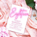 Convites Raparigas 18th Neon Teen Birthday<br><div class="desc">Dê ao seu partido um grande brilho com este convite de aniversário de 17 anos para as raparigas. A tipografia ousada e o excitante efeito neon dão a esta design uma vibração divertida e feminina. Perfeito para o aniversário da sua garota favorita. Solicite seus convites impressos e suprimentos de festas...</div>