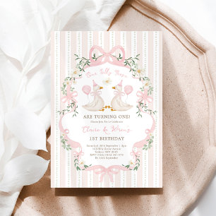 Convites Raparigas Irmão Gansas-Rosa-Arco-Rosa-Gemido-Bobo 