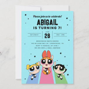 Convites Raparigas Powerpuff Aniversário - Azul