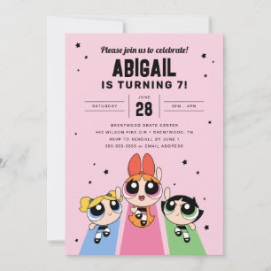 Convites Raparigas Powerpuff Aniversário - Rosa