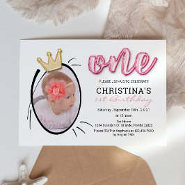 Convites Raparigas Primeira Festa de aniversário, Foto da P