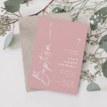 Convites Raparigas Rosa Dusty, Escuro Moderno, Escuro, Bati<br><div class="desc">Moderno Elegante Roteiro Dusty Rosa Meninas De Batismo Convite. Clique no botão personalizar para personalizar este design com seus detalhes. Para alterar as cores e fontes,  escolha editar este design para abrir mais as opções adicionais de personalização.</div>