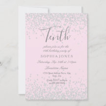 Raparigas Rosa-Glitter-Silver 10ª Festa de anivers