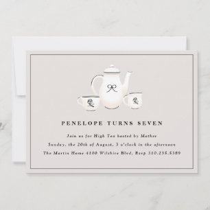 Convites Raparigas sofisticadas Festa de aniversário de Chá