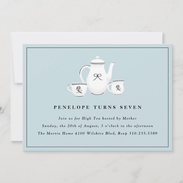 Convites Raparigas sofisticadas Festa de aniversário de Chá (Frente)