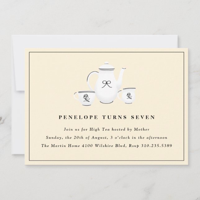 Convites Raparigas sofisticadas Festa de aniversário de Chá (Frente)