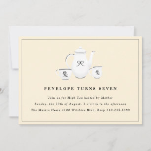Convites Raparigas sofisticadas Festa de aniversário de Chá