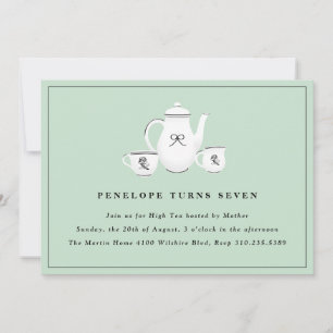 Convites Raparigas sofisticadas Festa de aniversário de Chá