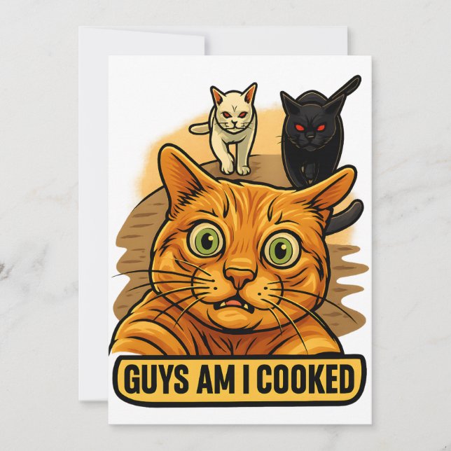 Convites Rapazes Estou Cozido? Meme Divertido de Gato Reaçã (Frente)