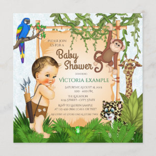 Convites Rapazes Safari Baby Shower Invitations.