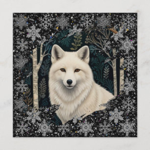Convites Raposa branca do Natal lobo branco floco de neve c