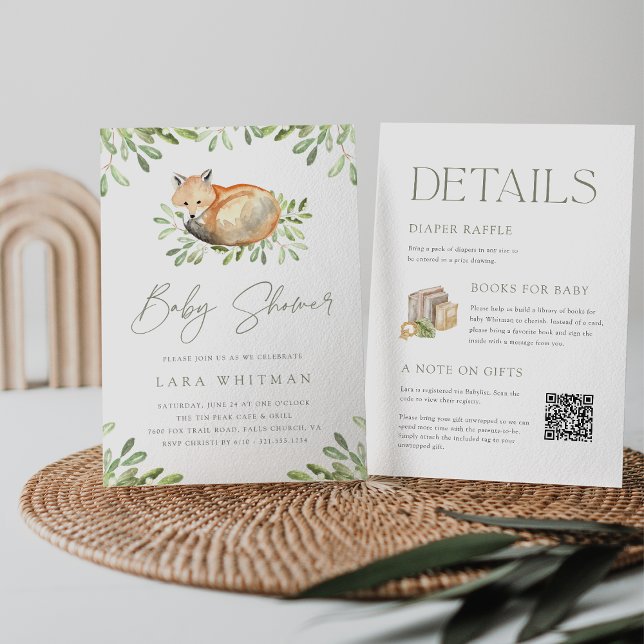 Convites Raposa-de-Mata-branca, tudo num Chá de fraldas (Criador carregado)