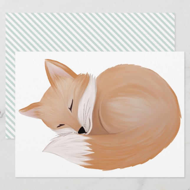 Convites Raposa dormente, cortada (Frente/Verso)