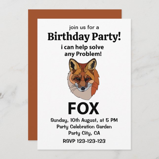 Convites Raposa Eu Posso Ajudar a Resolver Qualquer Problem (Frente/Verso)