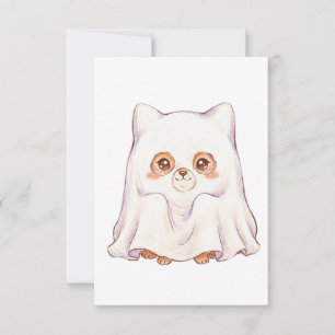 Convites Raposa Fantasma Fofa de Halloween - Animais Gorduc