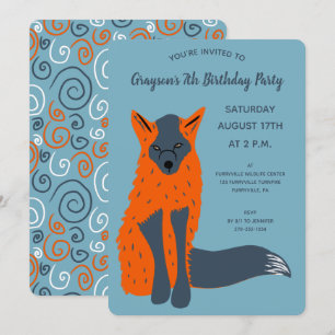 Convites Raposa Melanística Festa de aniversário Animal Boy