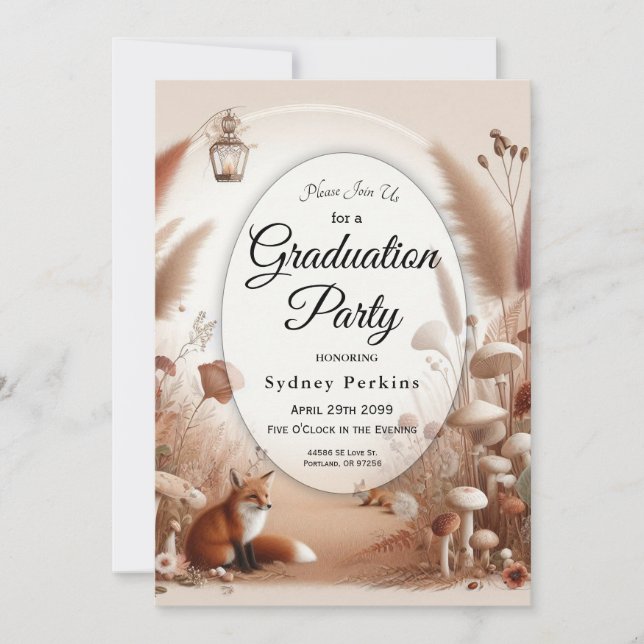 Convites Raposas de Florestas de Outono Encantadas (Frente)