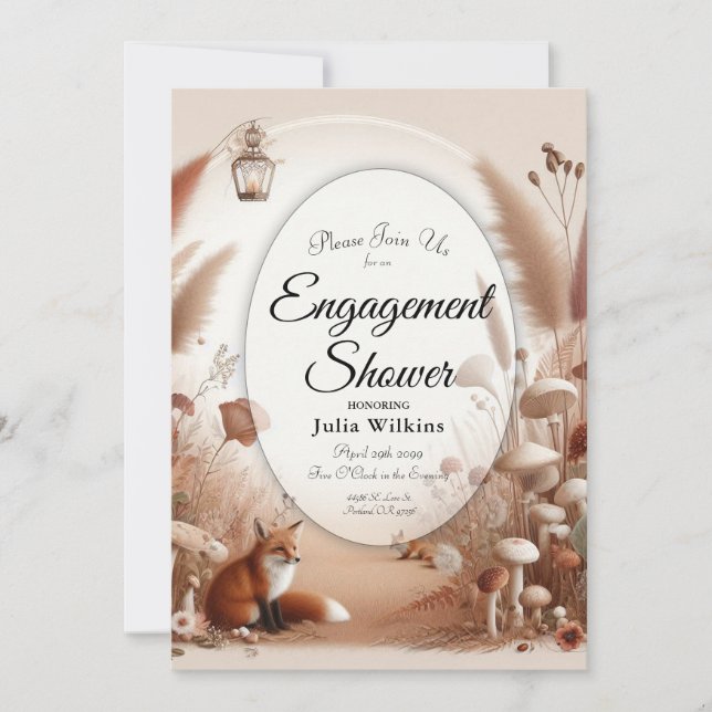 Convites Raposas de Florestas de Outono Encantadas (Frente)