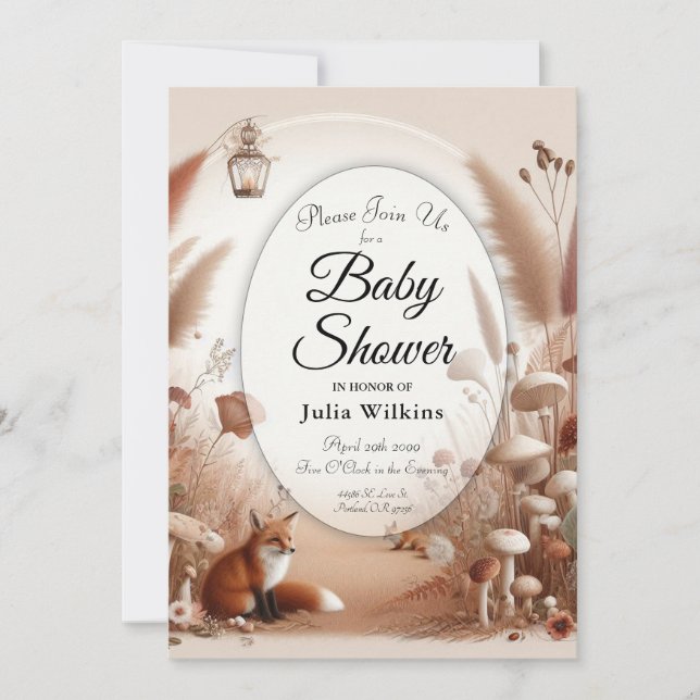 Convites Raposas de Florestas de Outono Encantadas (Frente)