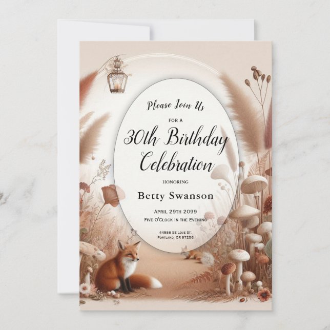 Convites Raposas de Florestas de Outono Encantadas (Frente)