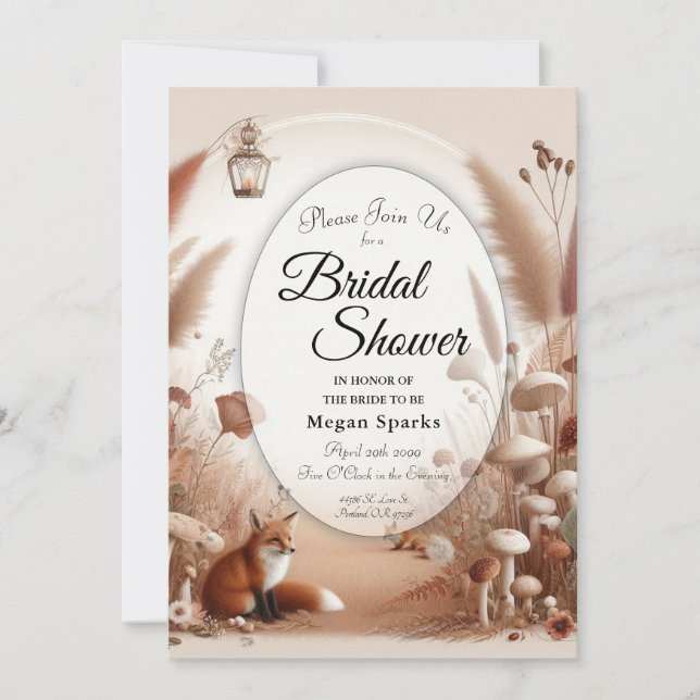 Convites Raposas de Florestas de Outono Encantadas (Frente)