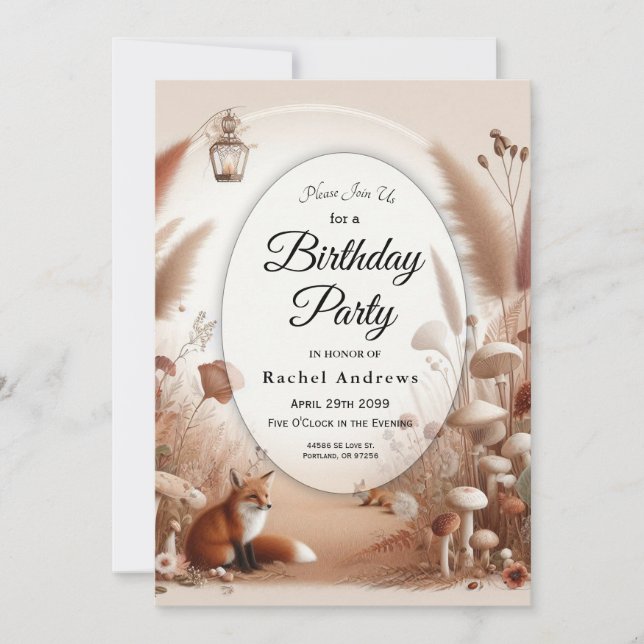 Convites Raposas de Florestas de Outono Encantadas (Frente)