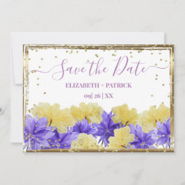 Convites Rapsódia roxa de flor selvagem salvar a data