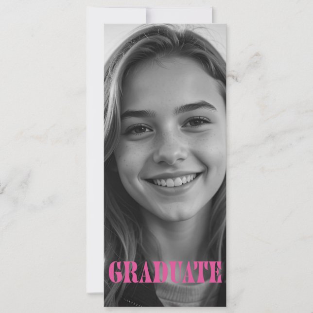 Convites Raspberry Pink Modern Graduation Announcement Card (Frente)