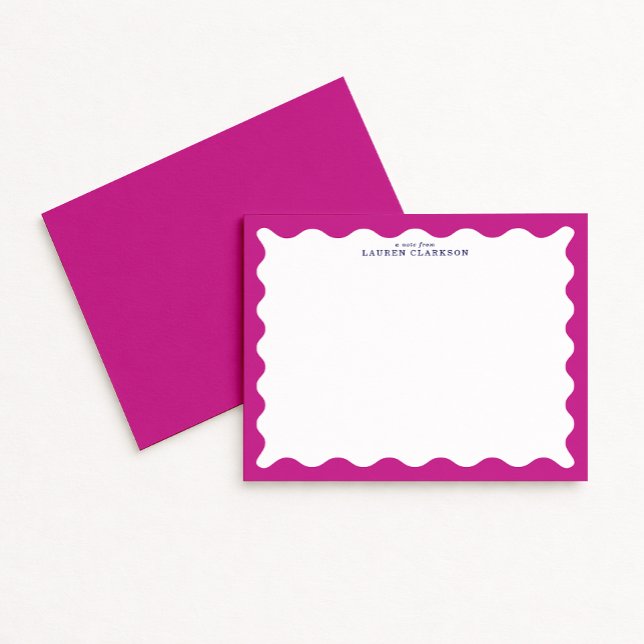 Convites Raspberry Pink Wavy Frame Note Card (Criador carregado)