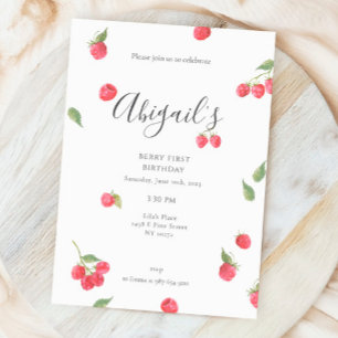 Convites Raspberry Sweet Berry Primeira Festa de aniversári
