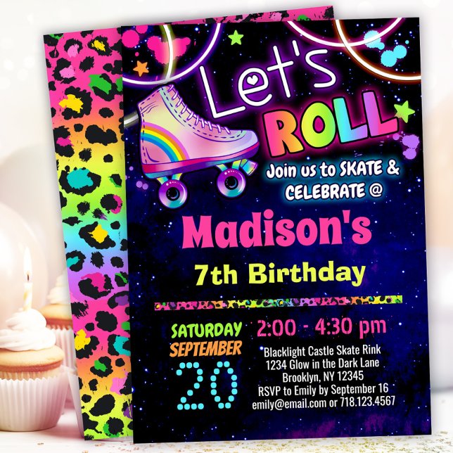 Convites Rastreamento de Tema do Rainbow Leopard 90s (Criador carregado)