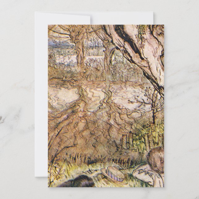 Convites Rat E Mole Têm Um Picnic - Arthur Rackham (Frente)