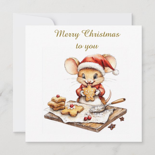 Convites Rato Chef de Natal Fofo (Frente)