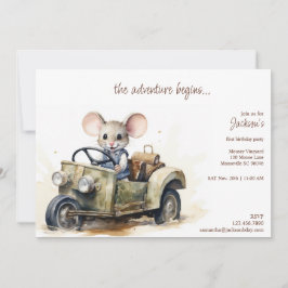 Convites Rato de aquarela bonito no Aniversário da Criança 