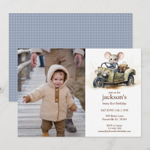 Convites Rato de aquarela bonito no primeiro aniversario do