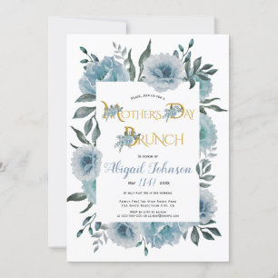 Convites Rato de Dia de as mães de flores azuis