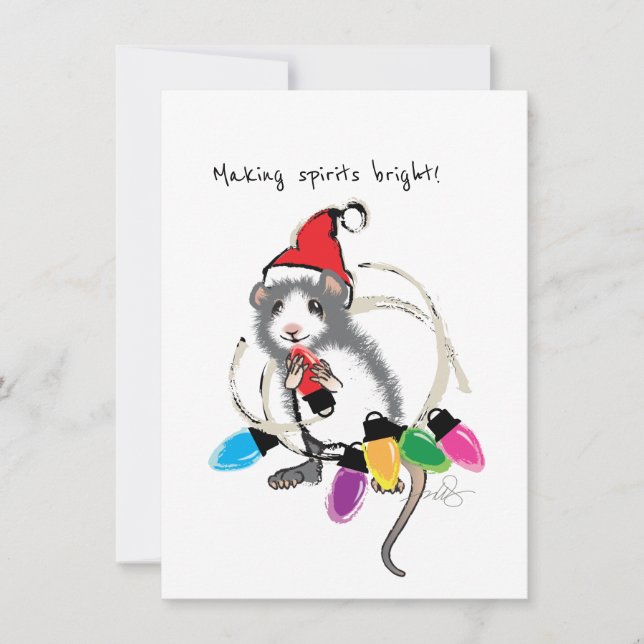 Convites Rato de Natal Brilhante e fazer (Frente)