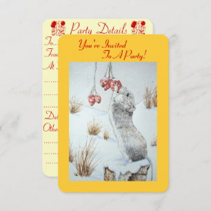 Convites Rato giro comendo bagas e neve cena de natal